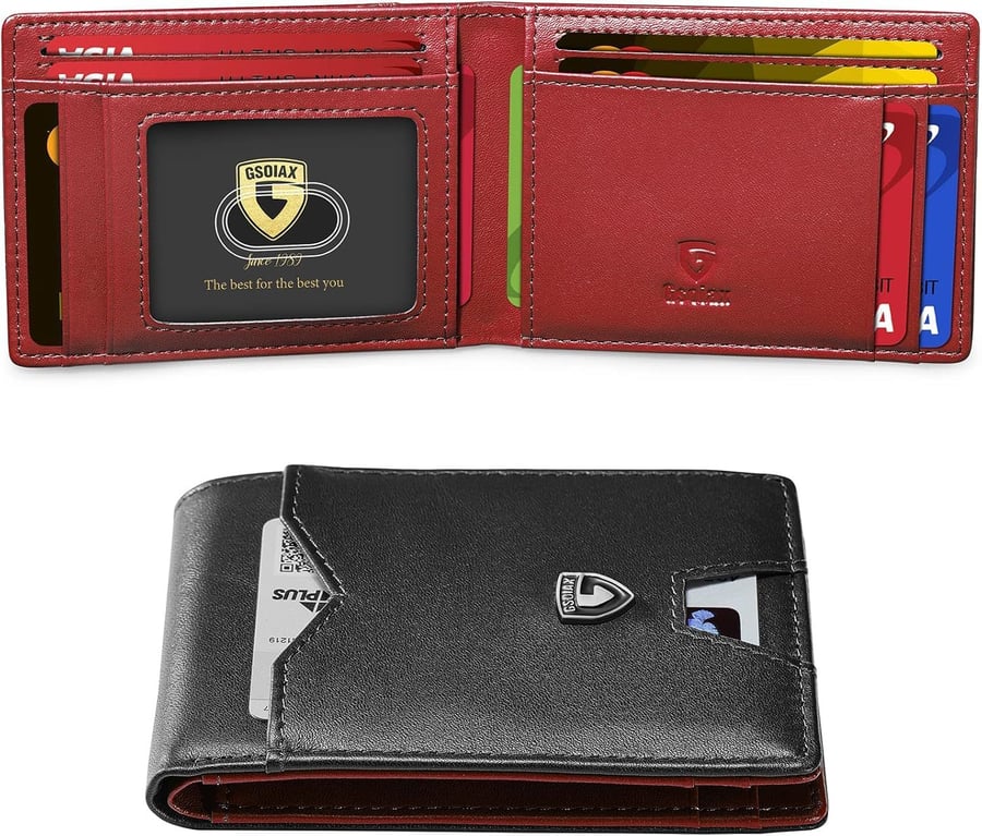 Men's Slim Leather RFID Blocking Wallet - Minimalist Carbon Fiber Bifold ( BUY 1 GET 1 FREE )