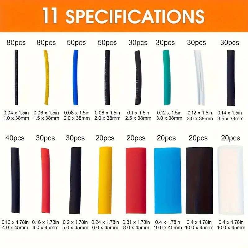 UMLIFE 580pcs Heat Shrinkable Cable Sleeve Kit