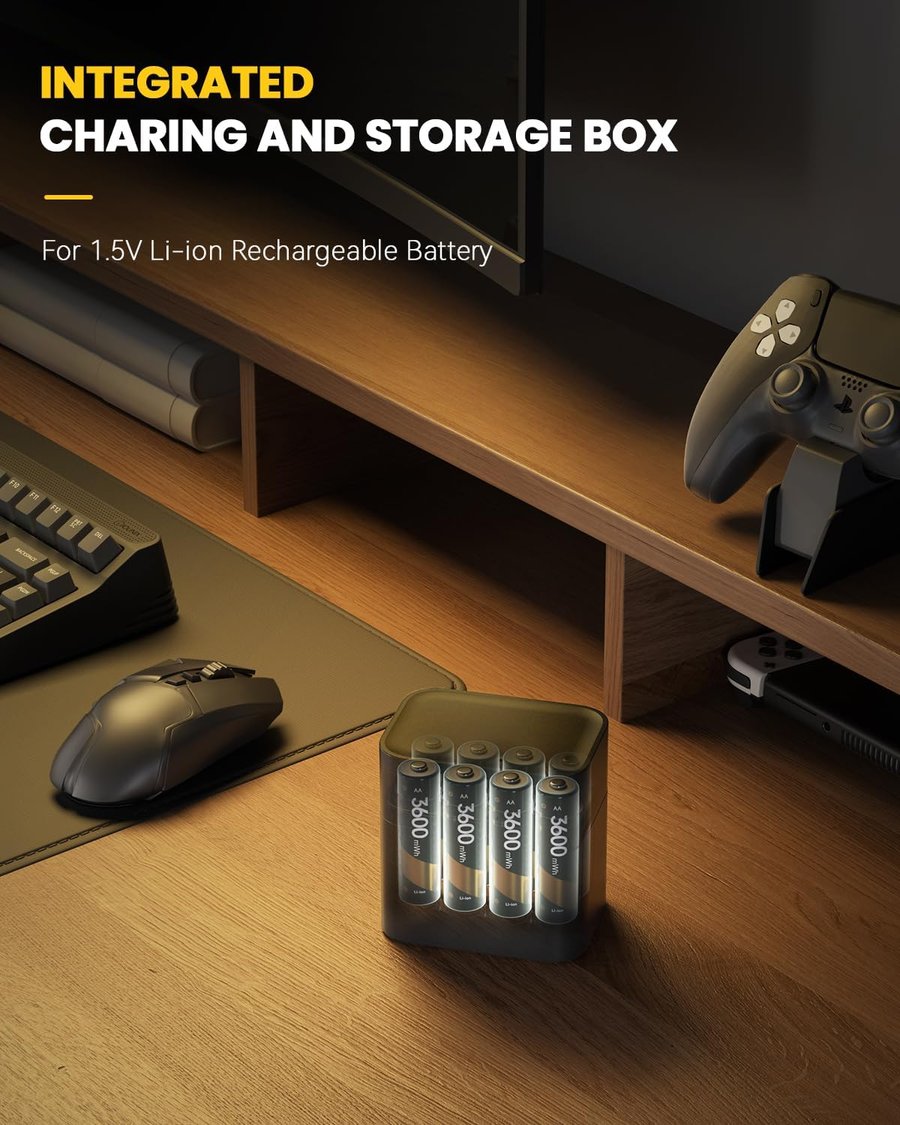 (PACK OF 2)🎁 🔋Rechargeable AA/AAA Lithium Batteries with Charger with Free Eight  Batteries AAA+ AA