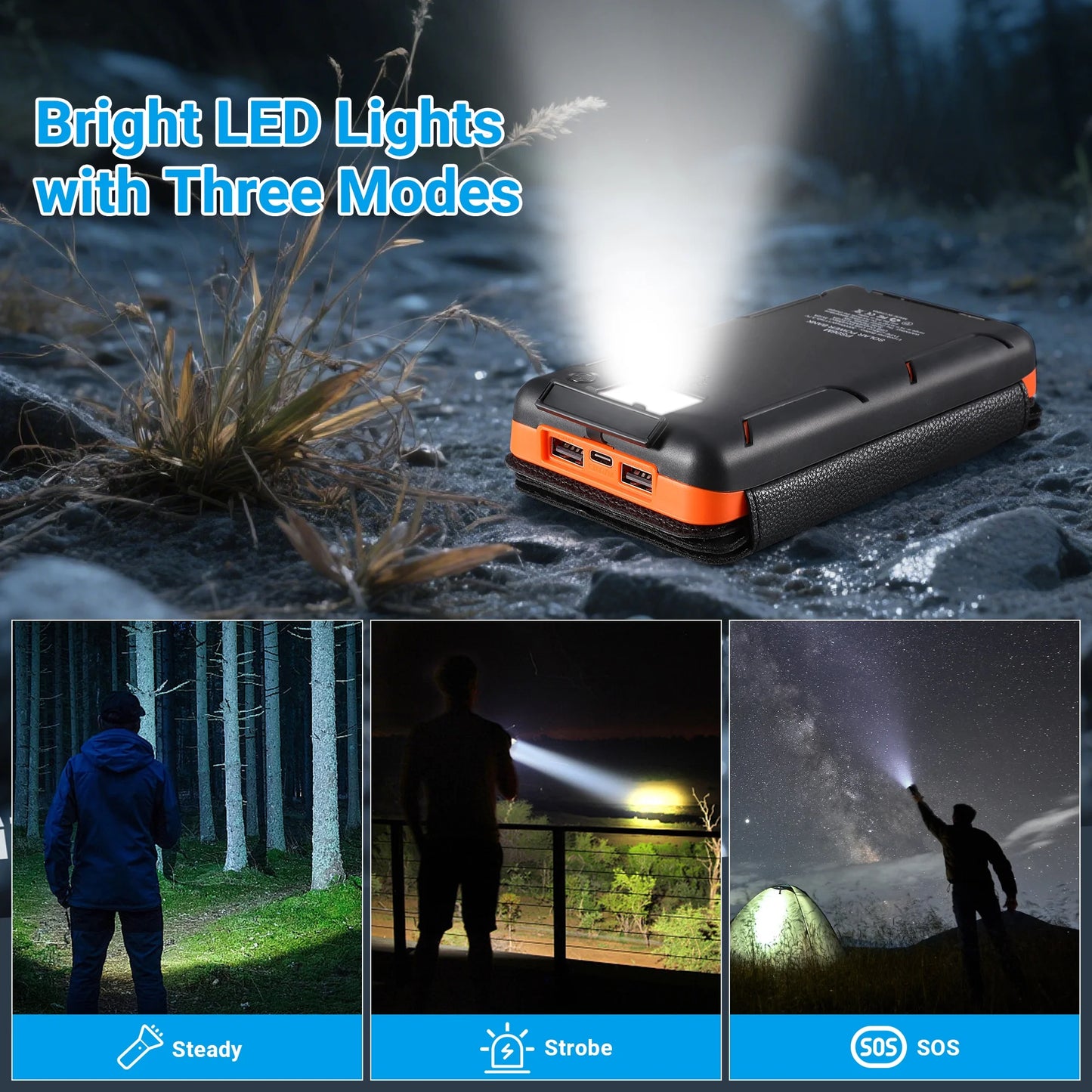 30000mAh Solar Charger Panels Solar Charger Power Bank with 4 Solar Panels