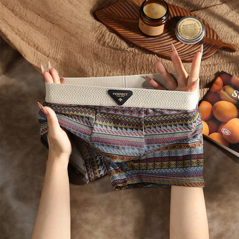 🎁 Festival Sale 🎁 Men's Premium Cotton Boxer Briefs Retro Pattern Design Breathable Underwear