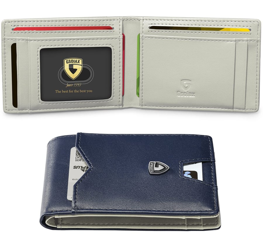 Men's Slim Leather RFID Blocking Wallet - Minimalist Carbon Fiber Bifold ( BUY 1 GET 1 FREE )