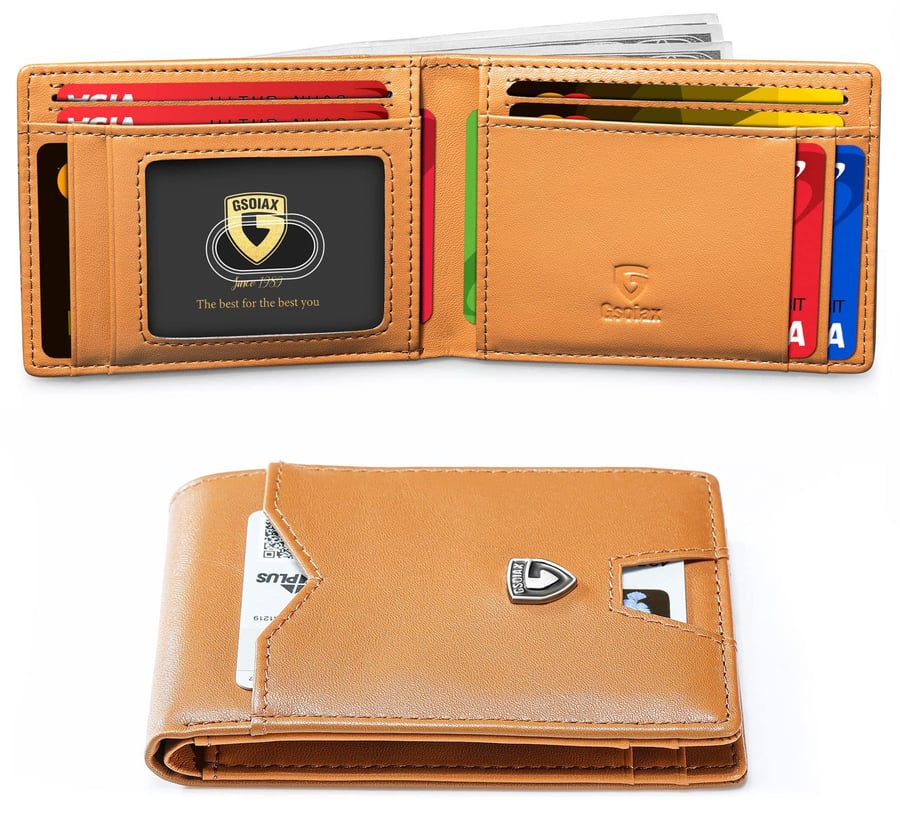 Men's Slim Leather RFID Blocking Wallet - Minimalist Carbon Fiber Bifold ( BUY 1 GET 1 FREE )