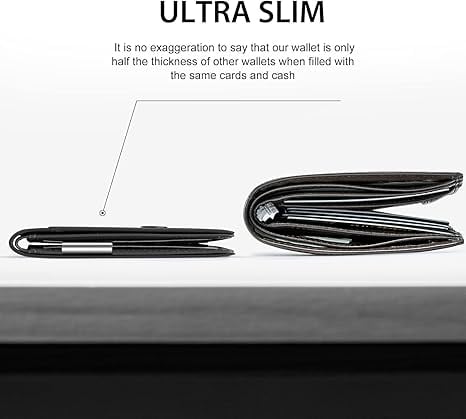 Men's Slim Leather RFID Blocking Wallet - Minimalist Carbon Fiber Bifold ( BUY 1 GET 1 FREE )