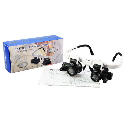 (PACK OF 2) Hands-Free Magnifier Eyeglasses with 2 LED Lights