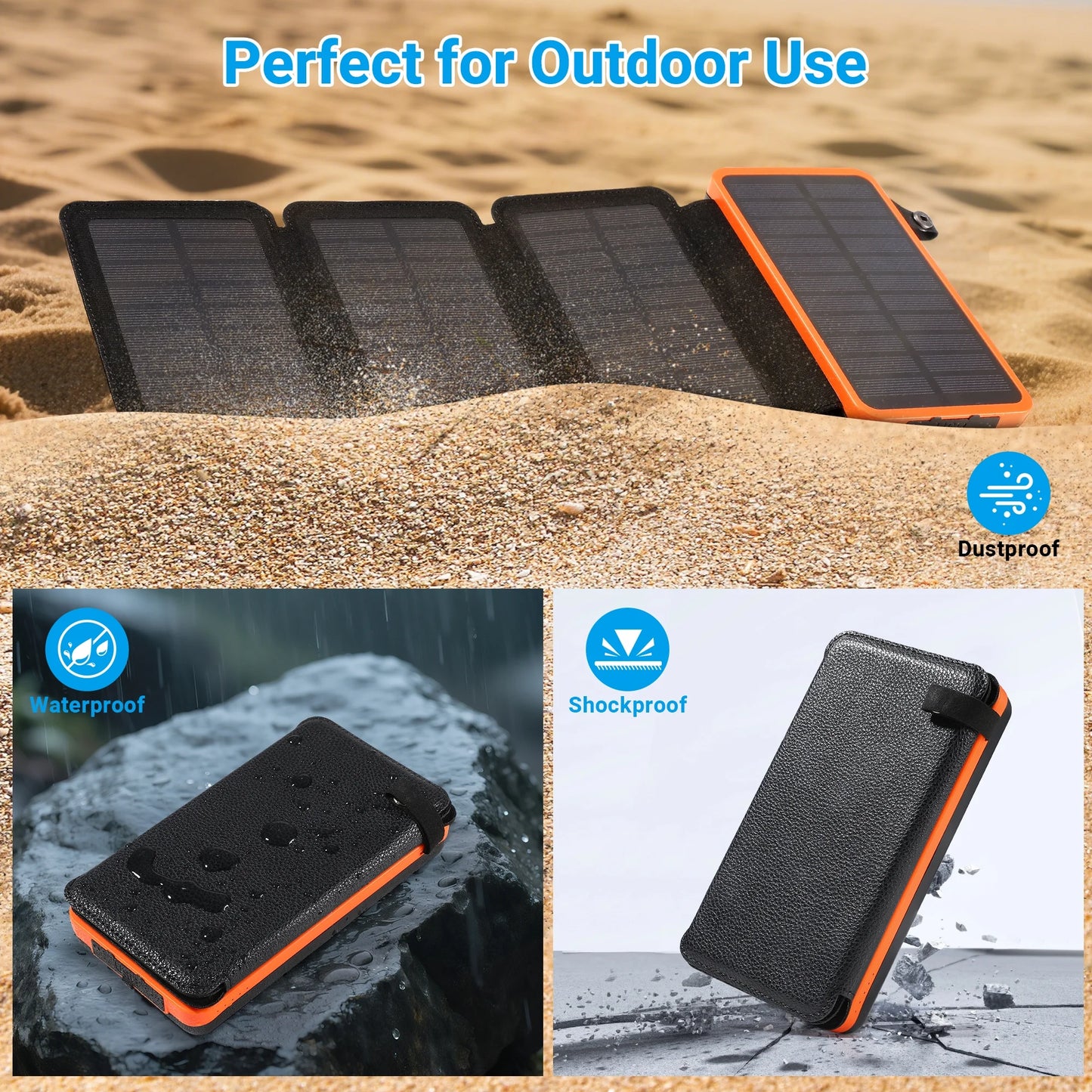 30000mAh Solar Charger Panels Solar Charger Power Bank with 4 Solar Panels