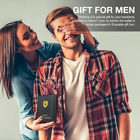 Men's Slim Leather RFID Blocking Wallet - Minimalist Carbon Fiber Bifold ( BUY 1 GET 1 FREE )