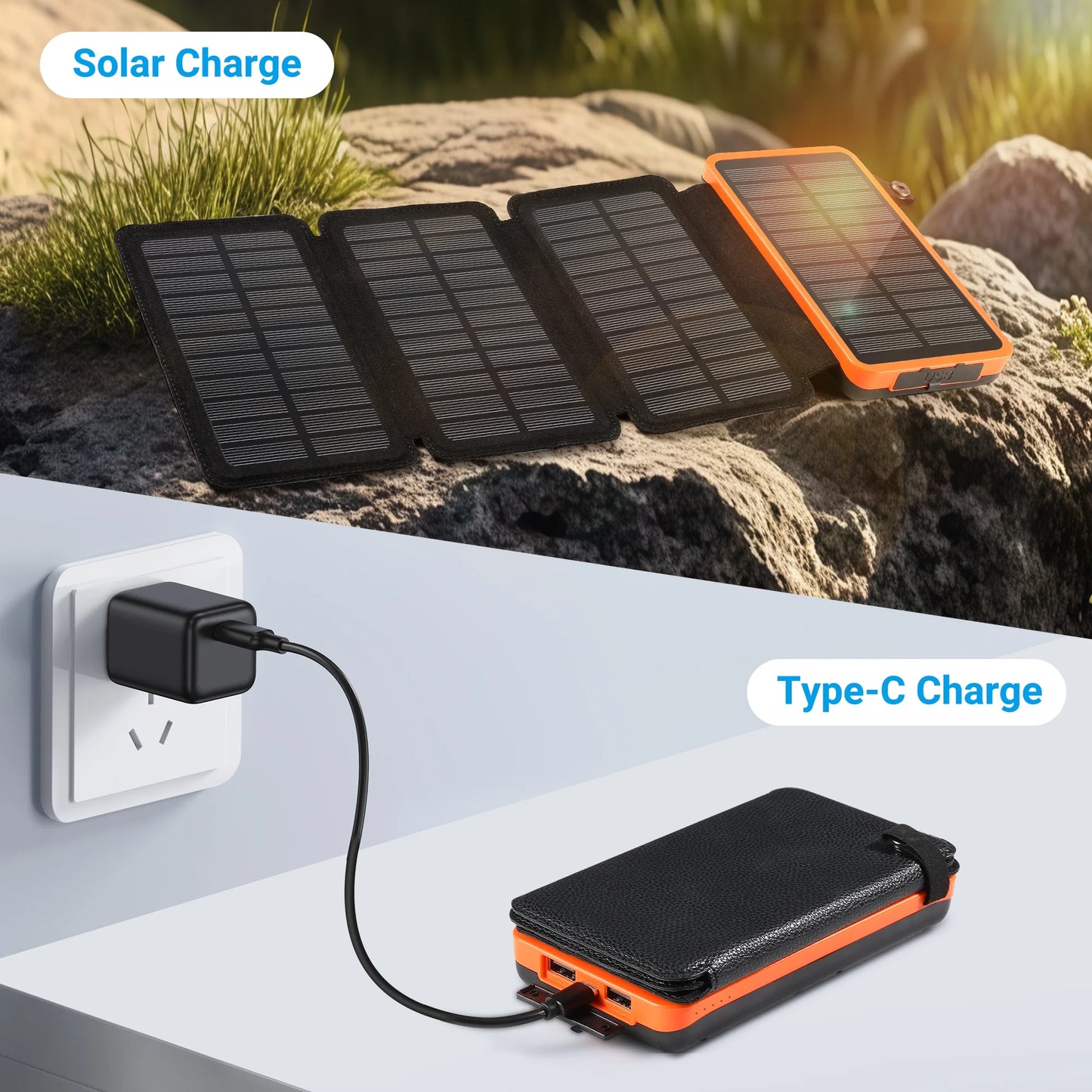 30000mAh Solar Charger Panels Solar Charger Power Bank with 4 Solar Panels