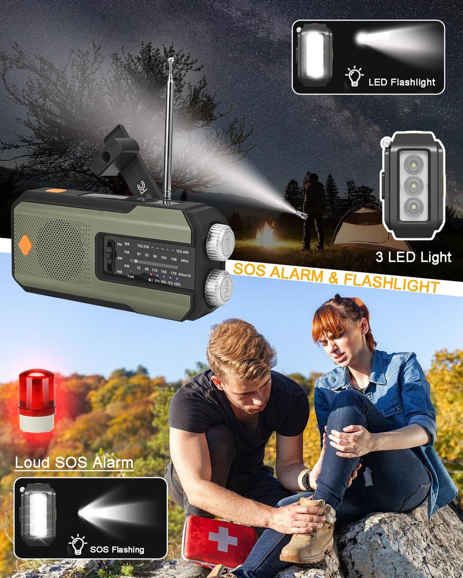 Hand-Crank/Solar Radio With Power Bank