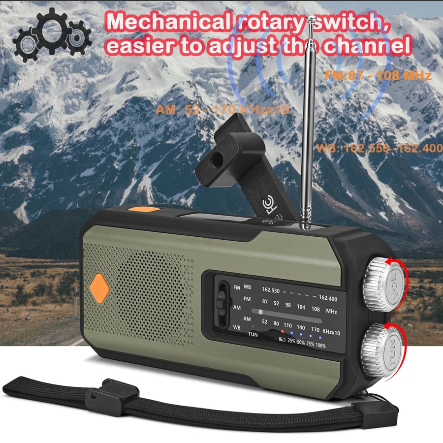Hand-Crank/Solar Radio With Power Bank