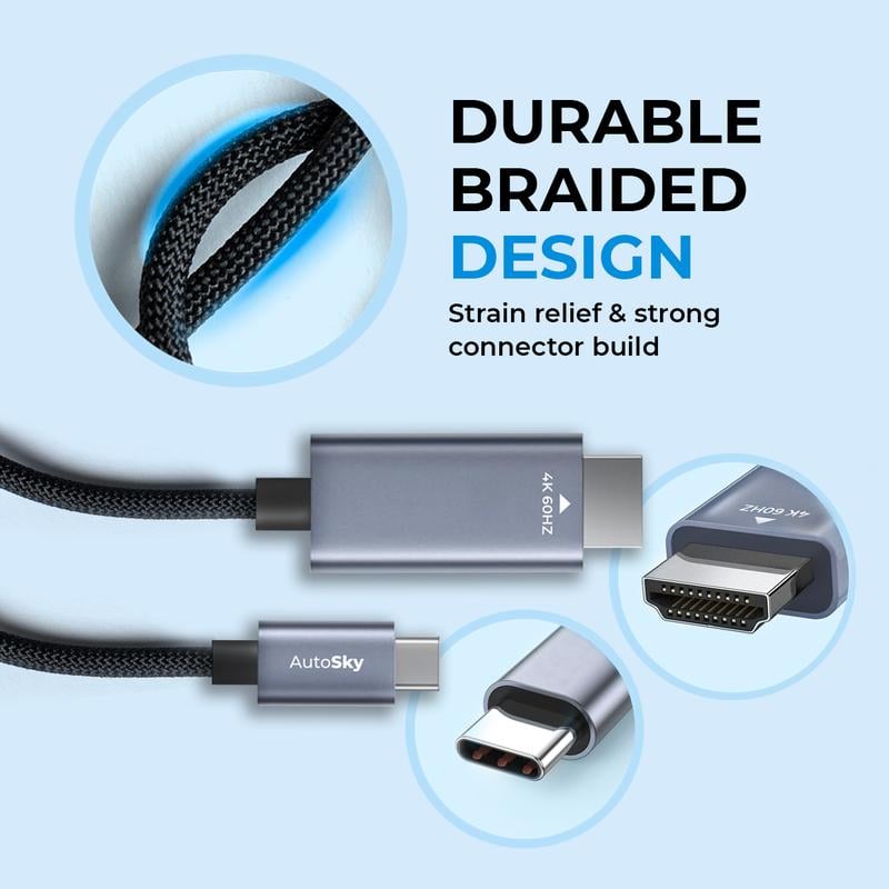 (PACK OF 2) AutoSky TV Adapter + HDMI to USB-C Cable Bundle - Adapter which allows TV Sticks on your vehicle's infotainment system
