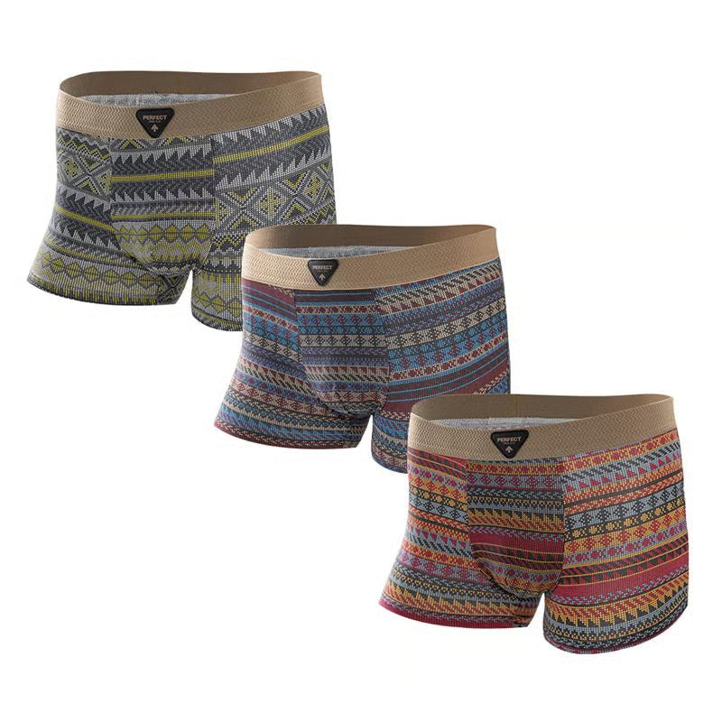 🎁 Festival Sale 🎁 Men's Premium Cotton Boxer Briefs Retro Pattern Design Breathable Underwear